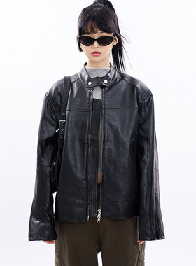 韩国代购Raucohouse Bern motorcycle leather jacket PU外套夹克