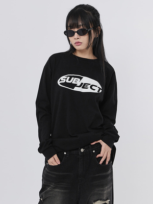韩国代购Raucohouse Eclipse subject long sleeve 字母圆领T恤女