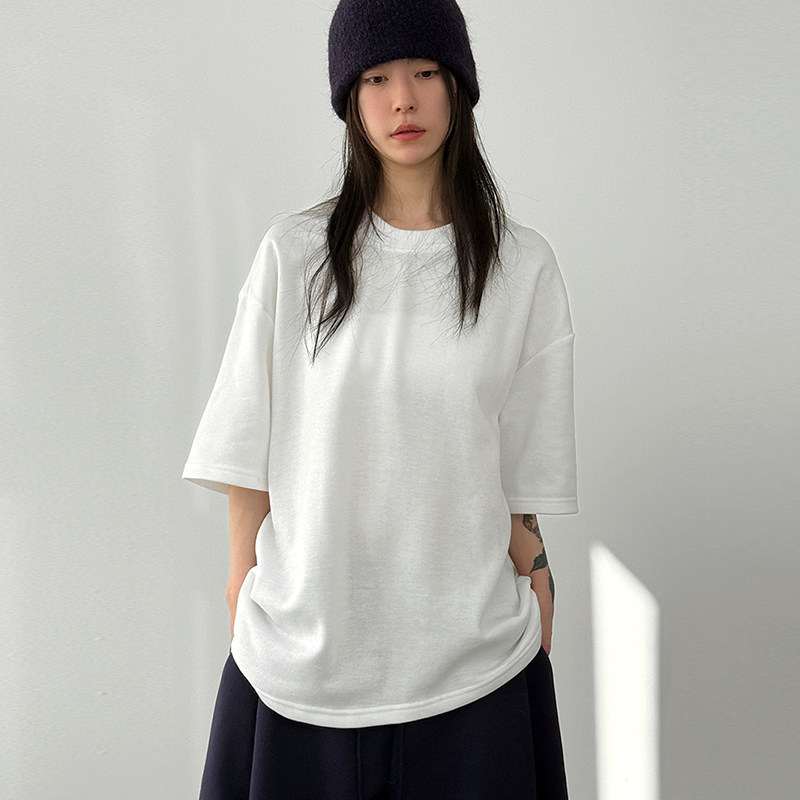 韩代25F/W napping-lined cotton half tee (unisex)加绒短袖T恤