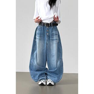 韩代26 cat brushed denim balloon pants(unisex)水洗宽松牛仔裤