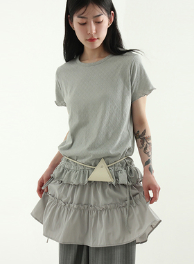 韩国代购25A/W leather triangle mini bag 设计师迷你腰包三角包