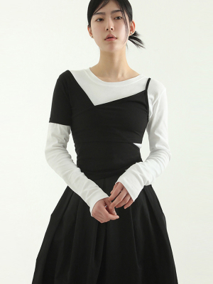 国内现货！23SS/S layered slit top 设计师交叉不规则吊带上衣