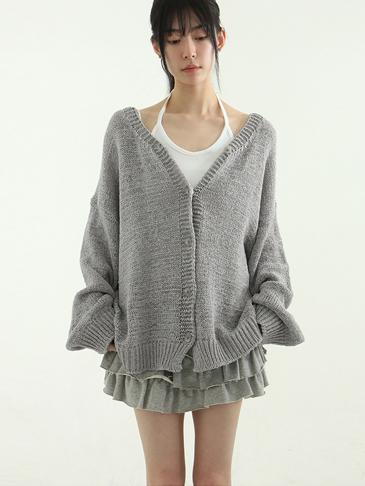 韩国代购24 back button knit cardigan 设计师系扣开衫毛衣百搭