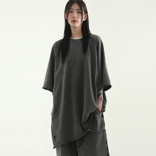 韩国代购25 oversize snow washed cotton half tee (unisex)T恤