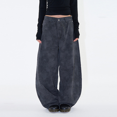 韩代Raucohouse花纹宽松休闲长裤