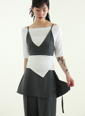 韩国代购24S/S back banding bustier 设计师款复古抹胸背心百搭