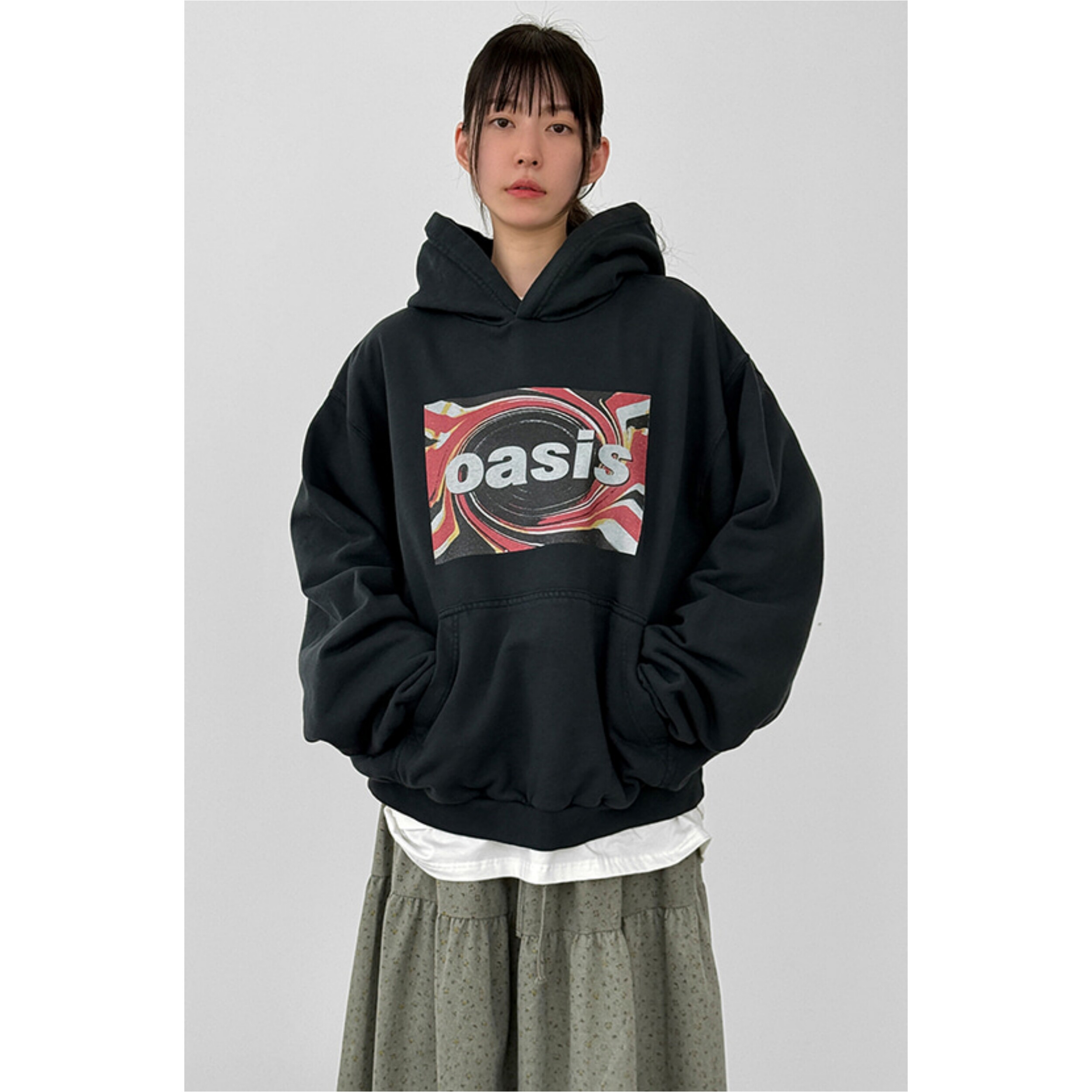 韩国代购26 printed cotton hoody (unisex) 字母印花长袖帽衫女
