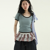 圆领T恤女 tone 国内现货25A ringer two neck 短袖 collar tee