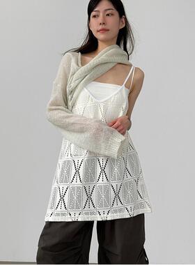 韩国代购26S/S ethnic lace sleeveless mini ops 镂空吊带连衣裙
