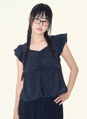 韩代Raucohouse Lilathe dot frill blouse 波点衬衫上衣百搭休闲