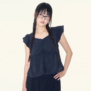 韩代Raucohouse Lilathe dot frill blouse 波点衬衫上衣百搭休闲