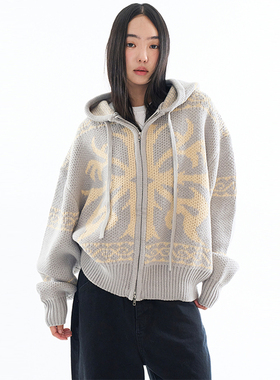 韩代Raucohouse Cowichan heavy knit hood zip-up 连帽针织开衫