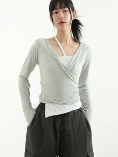 silket wrap 打底衫 24S T恤女 连帽长袖 设计师款 韩国代购 hoody