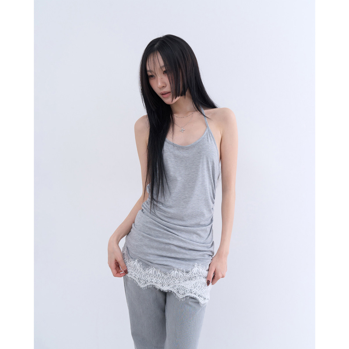 lowear韩代蕾丝吊带迷你连衣裙