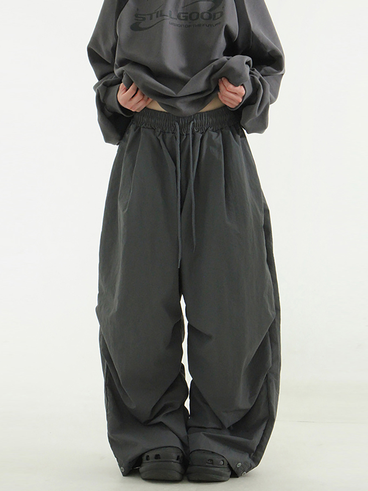 韩国代购 paper pin tuck wide banding pants (unisex)宽松长裤 女装/女士精品 休闲裤 原图主图