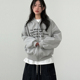 字母卫衣 printed 韩代25F zip text hood unisex cotton