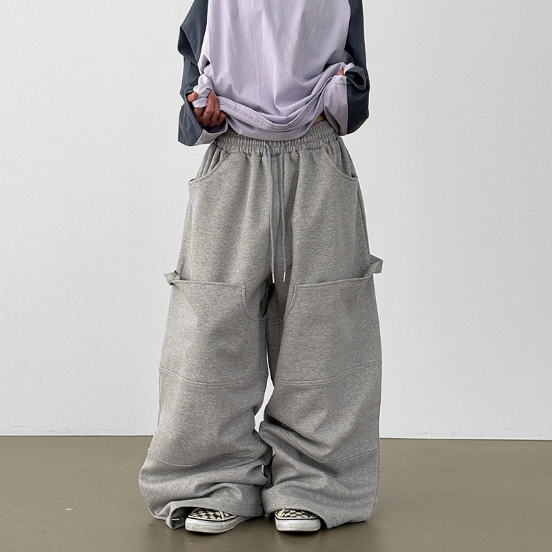韩代26 section pocket cotton wide banding pants (unisex)卫裤