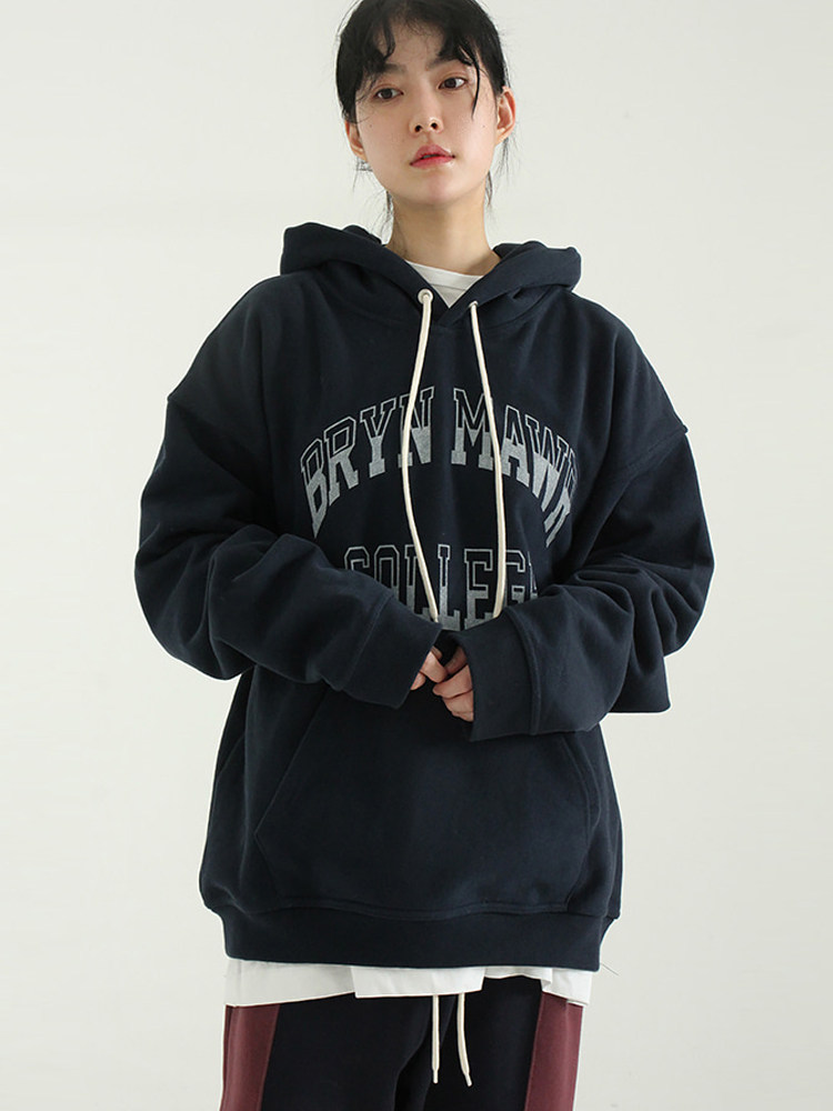 韩国代购combed cotton printing hoody (unisex) 字母连帽卫衣女