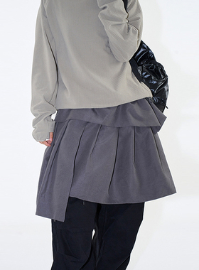 韩代Raucohouse Scon unbalance wrap skirt 复古百搭半身裙女