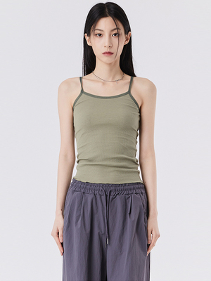 韩代Raucohouse Trimming mesh string sleeveless top吊带背心女