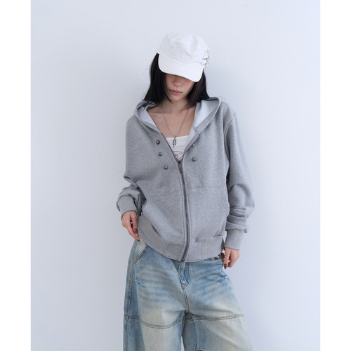 lowear韩代铆钉装饰长袖卫衣