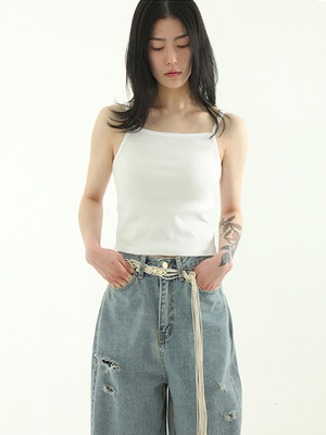 韩国代购 23S/S basic cropped sleeveless top 基础短款吊带背心