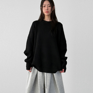 warmer golgi round 韩国代购 unisex hand knit 竖纹针织毛衣