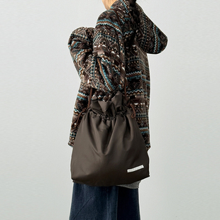 rope string bucket 韩国代购 设计师款 bag 复古抽绳单肩包 25F