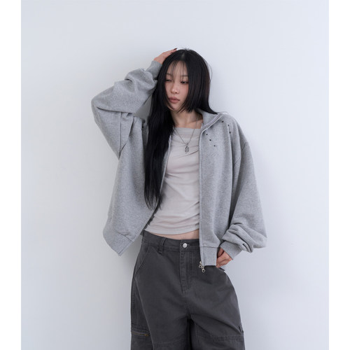 lowear韩代铆钉装饰长袖卫衣