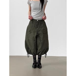 韩代washed cotton section string bermuda pants (unisex)7分裤