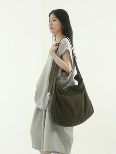 cotton 韩国代购 square tab bag复古百搭帆布单肩斜挎包女 beige