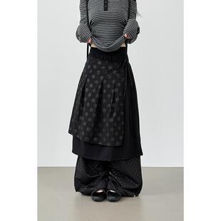 韩国代购26 layered dot wrap banding skirt 设计师波点半身长裙