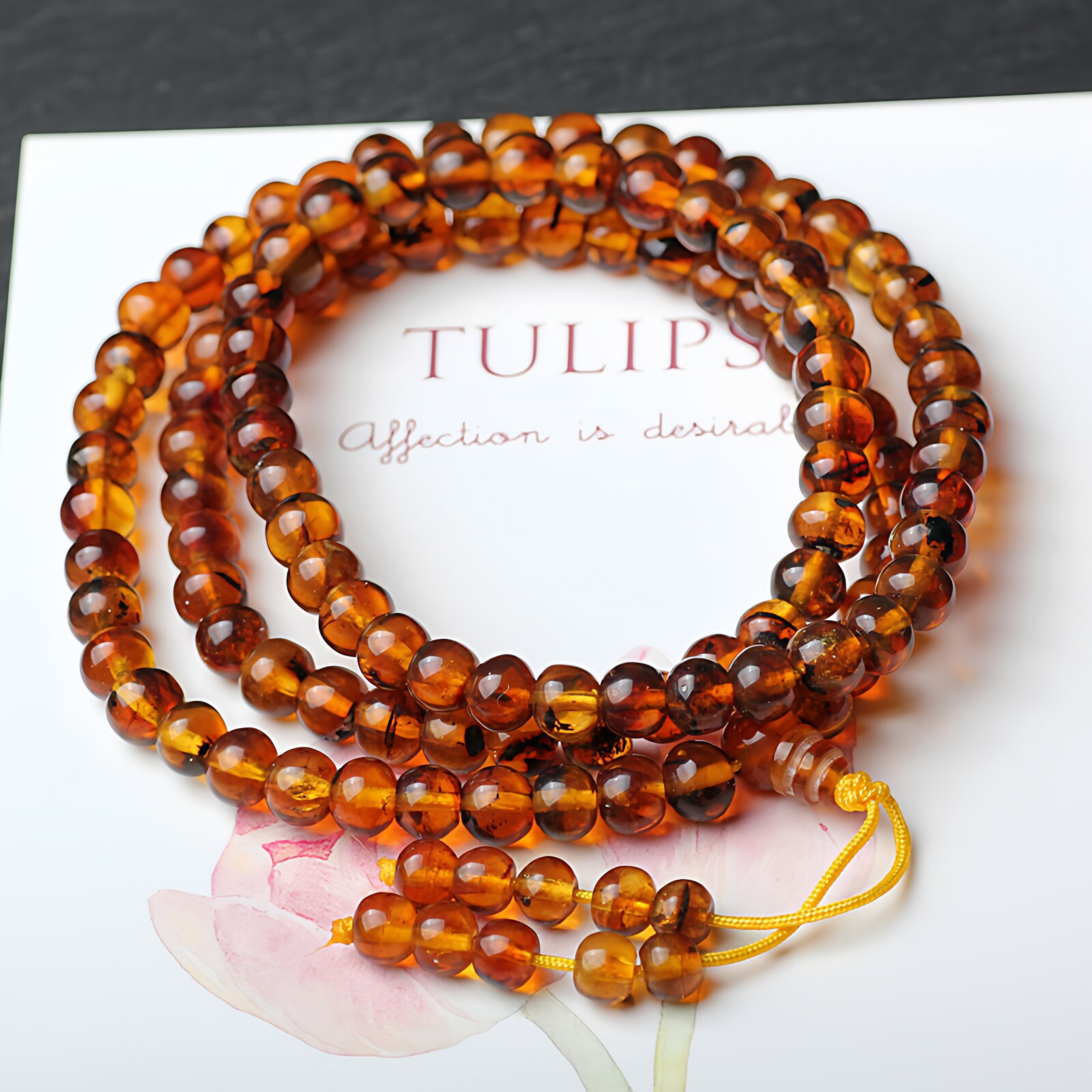 天然抚顺琥珀108颗植物金珀蜜蜡灵草血珀6佛珠药珀单手串项链男女