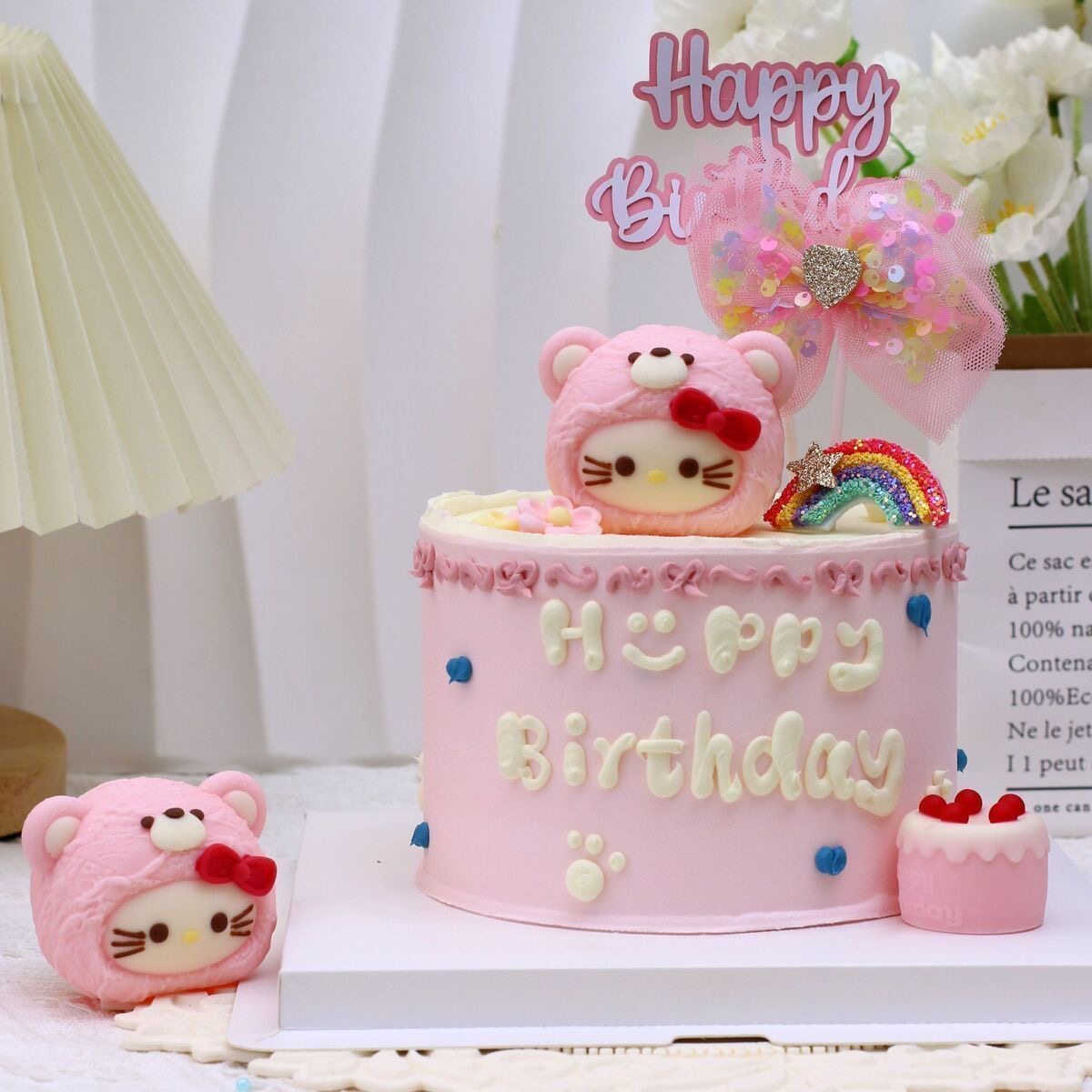 卡通立体小熊KT巧克力蛋糕装饰烘焙冰淇淋可爱女生生日甜品摆件