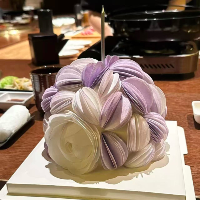 网红糯米纸彩色成品玫瑰花灯笼果生日蛋糕可食用摆件烘焙甜品装饰