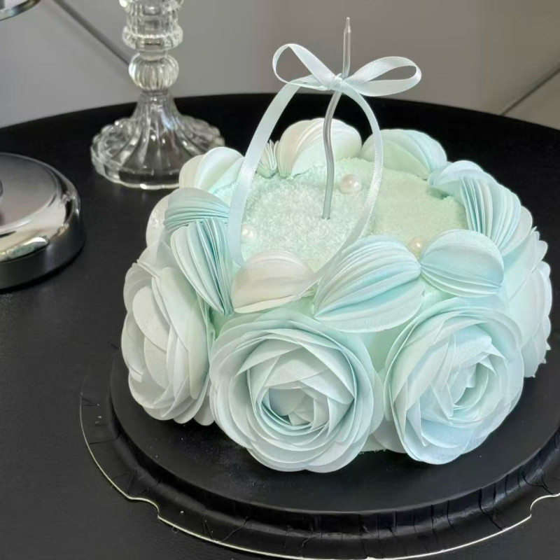 网红糯米纸彩色成品玫瑰花灯笼果生日蛋糕可食用摆件烘焙甜品装饰
