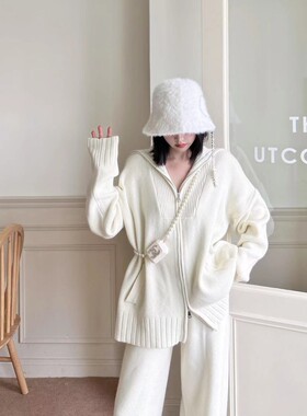 Three Quarters 羊毛拉链针织衫毛衫白色保暖News潮牌集合店