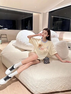 花体刺绣休闲百搭圆领宽松短袖 24春夏新款 T恤 MARZO男女同款 13DE