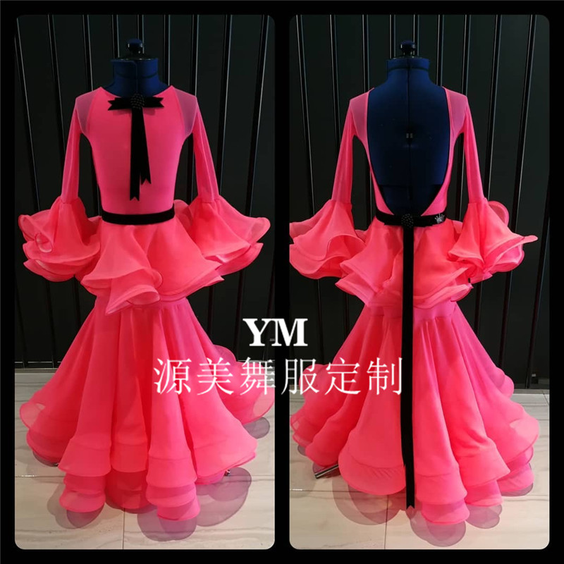 源美 新款亮片国标拉丁表演服演出比赛舞裙成人女少儿童女童定做