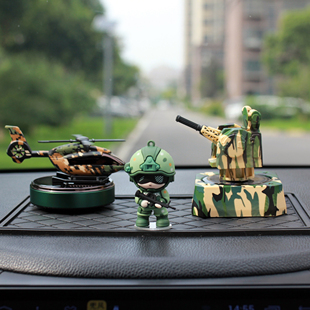 太阳能旋转近防炮香薰车载摆件汽车1130模型桌面工位高档男礼物