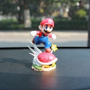 超级玛丽马里奥汽车摆件车载中控台公仔车顶装饰品车外车尾部玩偶