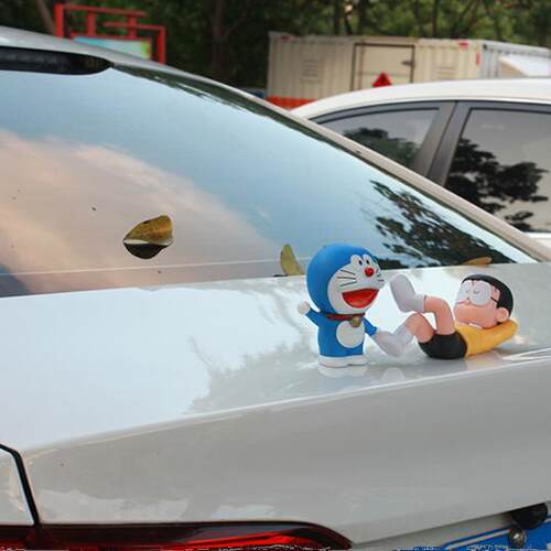 车载摆件电动车摩托车装饰卡通小公仔汽车外后尾车顶玩偶防水防晒