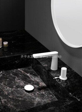 全铜白色陶瓷面盆龙头 台下盆冷热陶瓷阀芯黄铜单把双孔30114实拍