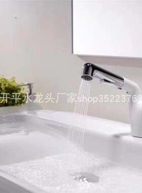 黄铜喷漆加铬抽拉洗头盆 白色单孔花洒龙头陶瓷阀芯冷热30134实拍