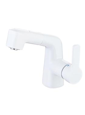 白色单孔抽拉龙头台下盆冷热龙头侧把简约冷热铜小户型家用30394