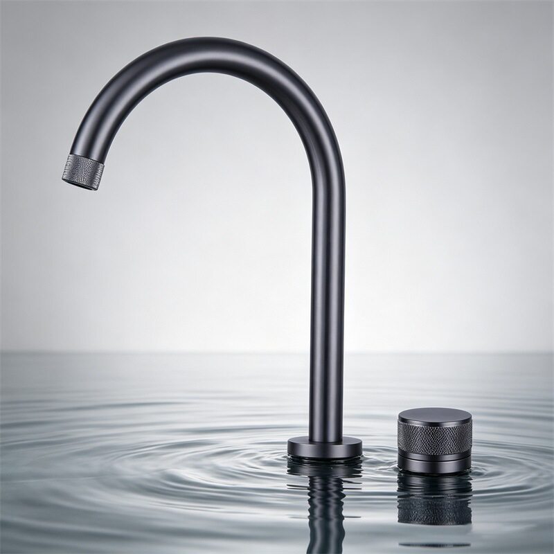 开平优嘉卫浴全铜分体面盆龙头双孔台盆洗手盆7字坐式洗脸盆极简