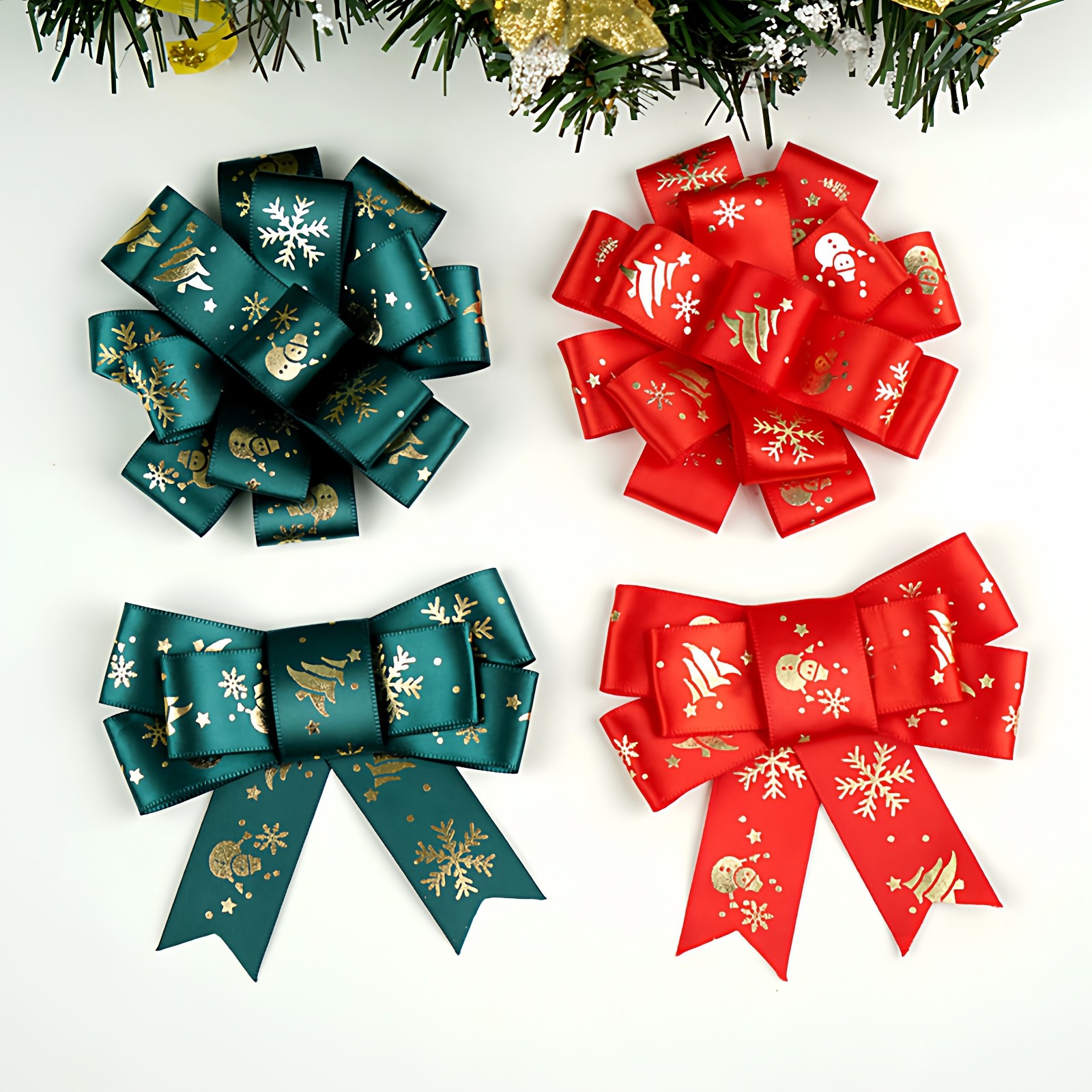 圣诞礼物包装丝带蝴蝶结拉花彩带烫金红色丝带新年礼盒装饰材料