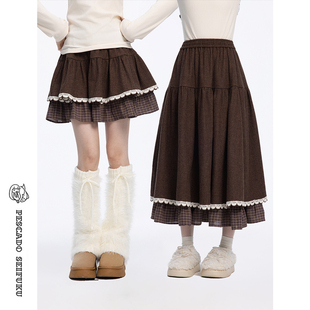 甜鱼少盐[秋日梦]美拉德羊毛半身裙女2026新款小个子伯克利裙子