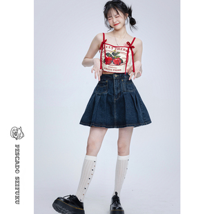 咸鱼衣橱 牛仔半身裙女春夏伞裙小个子高腰显瘦a字短裙学院裙子