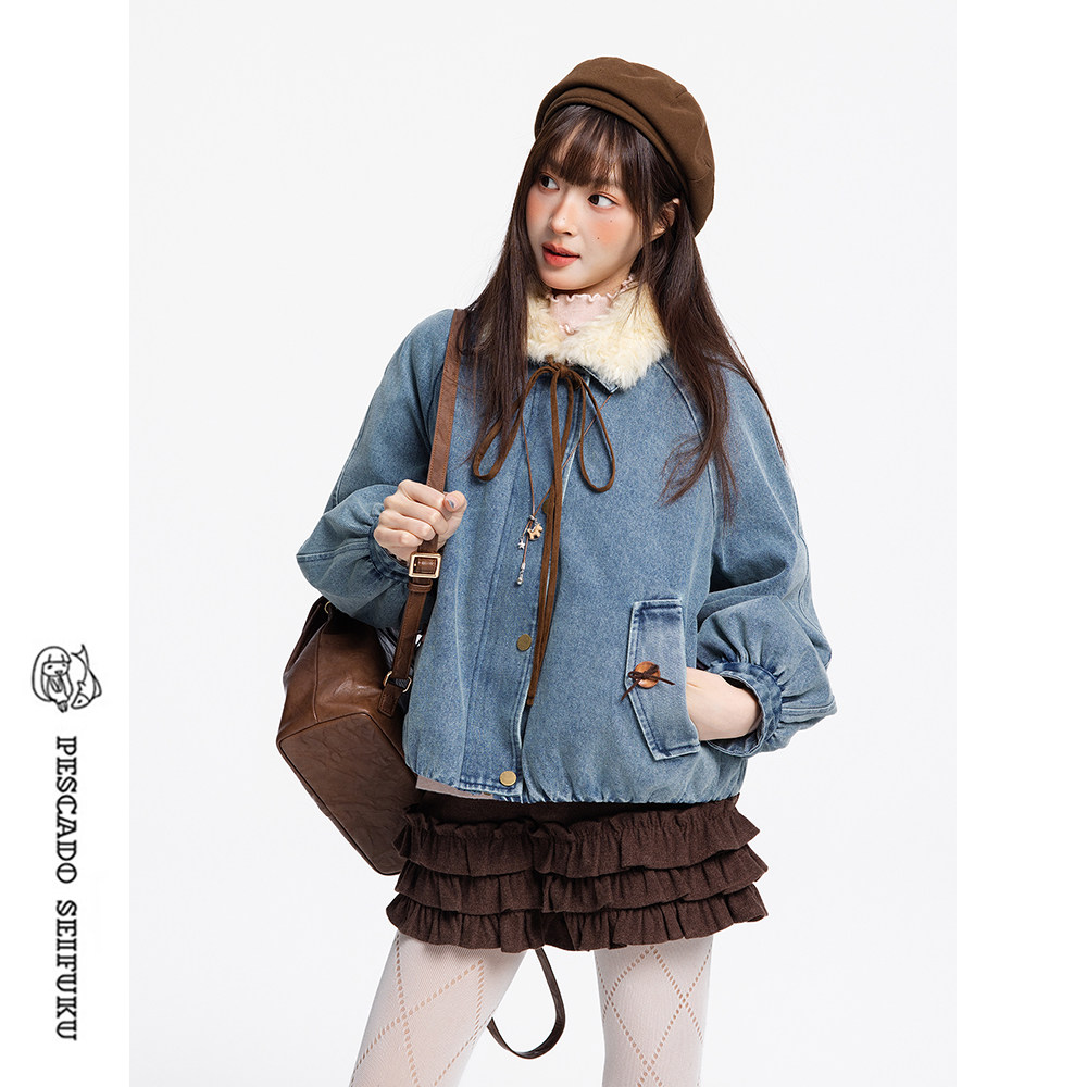 甜鱼少盐 [海岛邮差]新年牛仔外套女2026新款加厚小个子显瘦棉服,女装/女士精品,短外套,淘宝优惠券,粉丝福利购,淘宝优惠卷